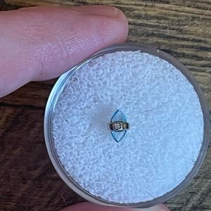 Pupil Hall Crystalized with Diamond 14K White Gold Blue Topaz Threadless End